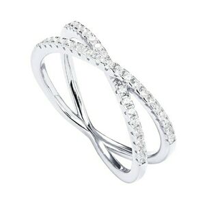 Elegant Silver Crossover Ring
